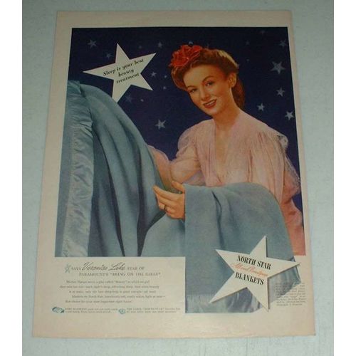 Vintage Northern Star Blankets Ad w/ Veronica Lake