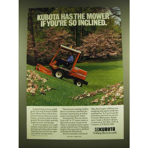 1990 Kubota F2400 Front Mower Ad - Kubota has the mower if you're so inclined