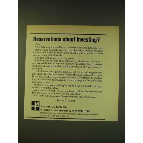 1964 Merrill Lynch Ad - Reservations about investing?
