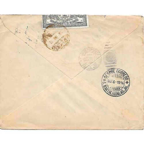 Mexico 1914 Tacubaya to San Martin Hidalgo, Offiicially Sealed, NOT CLAIMED