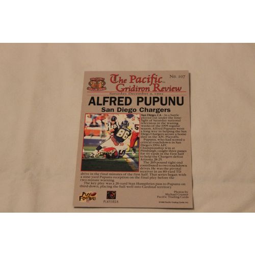 Alfred Pupunu 1996 Pacific Gridiron ELECTRIC BLUE NO. 107