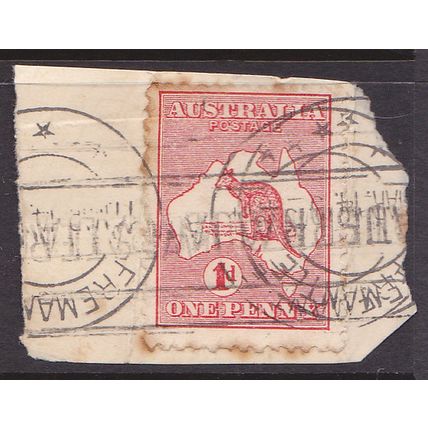 Australia 1913 1d Red Kangaroo "FIRST WATERMARK" - FREEMANTLE dated 11 MAR 1914