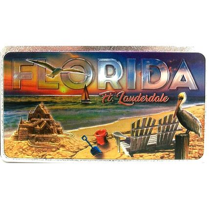 Ft. Lauderdale Florida Foil Panoramic Dual Sided Fridge Magnet