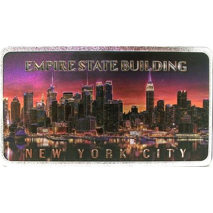 New York The Empire State Building Foil Panoramic Dual Sided Fridge Magnet