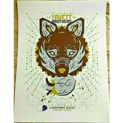 2019 AVETT BROTHERS SANDPOINT FESTIVAL WOLF CONCERT POSTER 8/8 #/200 S/N IDAHO