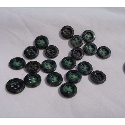 TT20 20 Black Green Mottle Shirt Buttons 12mm 7/16 Inch 4 Hole Crafting