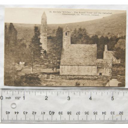 vintage postcard St Kevins Kitchen, Round Tower, Glendalough, Co. Wicklow