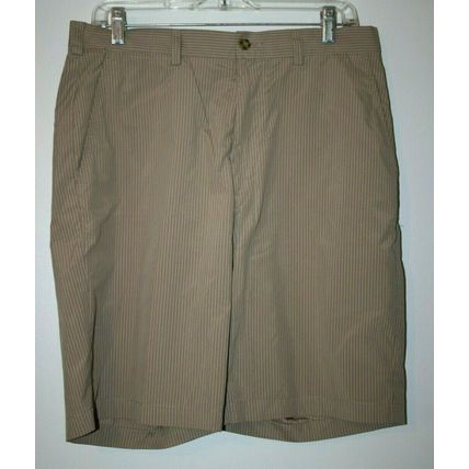 PGA Tour Tan Striped Men's 100% Polyester Shorts Size 32