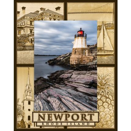Newport Rhode Island Laser Engraved Wood Picture Frame Portrait (5 x 7)