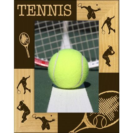 Tennis Laser Engraved Wood Picture Frame Portrait (8 x 10)