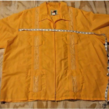 Genuine Haband Guayabera Yellow Gold Cuban SS 4XXL Embroidered Wedding Beach