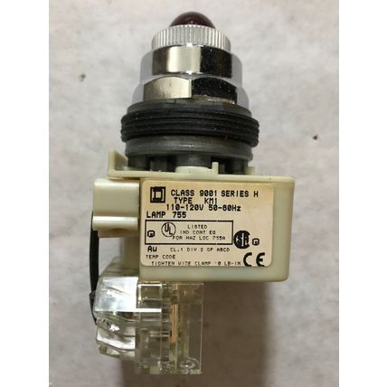 LOT 2 Square-D CLASS 9001 KM1,KM1R6,120V Push Test Pilot Light RED LENS,ST