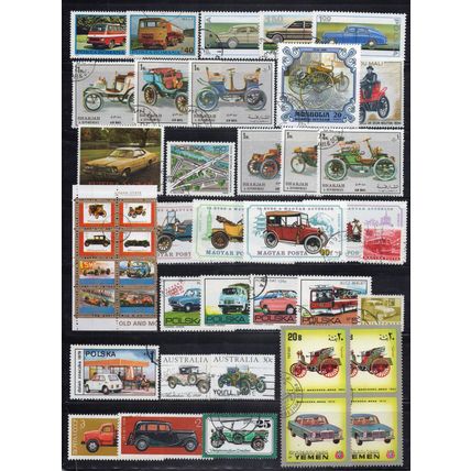 Motor Vehicles Stamp Collection Used Transportation Cars Trucks ZAYIX 0424S0303