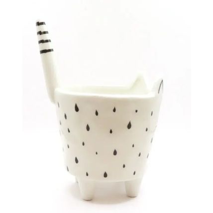 Cat Shaped Pot Plant Holder Ceramic 12 CM Home Decor Gift Christmas Feline