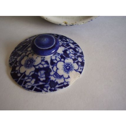 Antique Royal Doulton Blue Chintz Calico Coffee Tea Pot 1920s Flow Blue