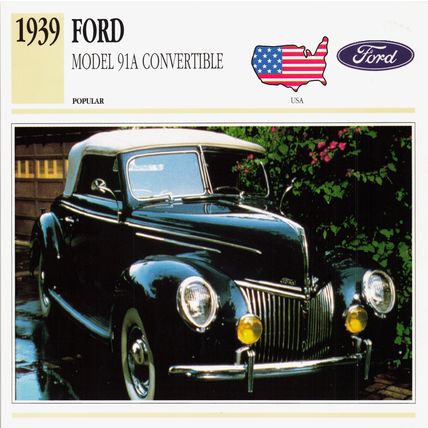 Collectors Club card. Classic Cars. Ford Model 91A Convertible