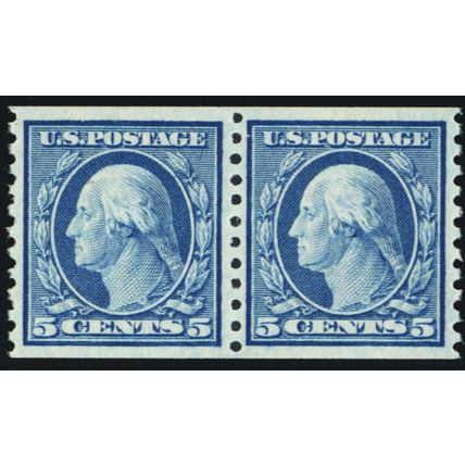 496, Mint VF NH 5¢ Coil Pair - PSE Certificate Graded 90 * Stuart Katz