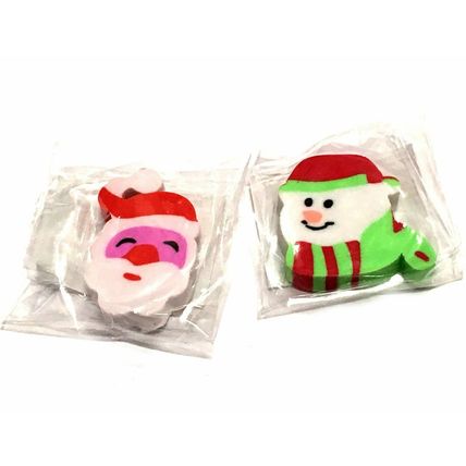 CHRISTMAS ERASERS BOYS GIRLS TOY RUBBERS SANTA SNOWMAN XMAS GIFT STOCKING FILLER
