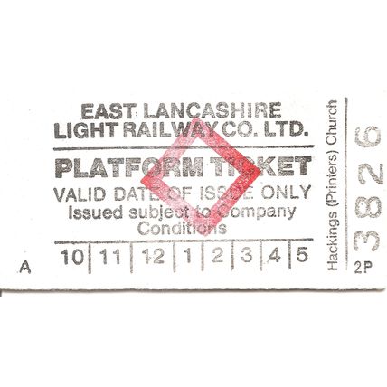 East Lancashire Light Railway Co. Ltd. Edmondson Platform Ticket