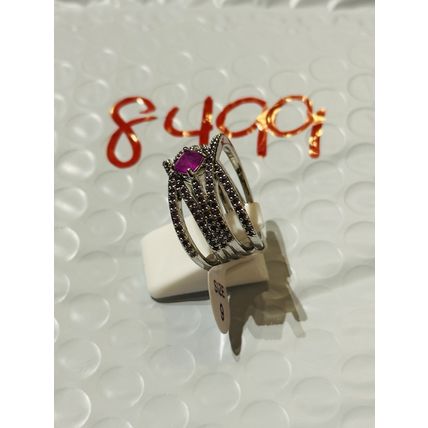 NWT Ring Bomb Party Sz9 RBP Square Bright Purple Crisscross Rhodium P Band