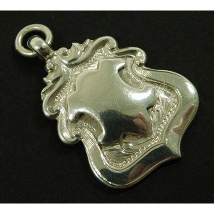 Vintage Solid Silver Pocket Watch Chain Medal Fob 1925 By Tiptaft Unengraved