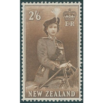 New Zealand 1957 2s.6d. brown SG733d unused