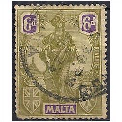 Malta 1922 SG133 6d Olive-Green & Reddish-Violet Fine Used ..