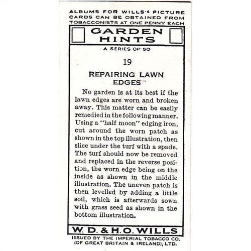 Wills Garden Hints Card No. 19 Repairing Lawn Edges