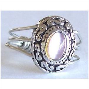 Ring 6.5 pink tigereye cabochon ornate casual costume jewelry promise friendship