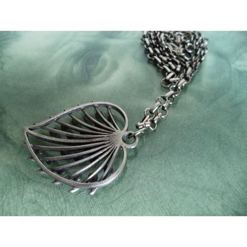 Vintage 60S rare space age Art SPIKEY Silver Leaf MID CENTURY abstract necklace