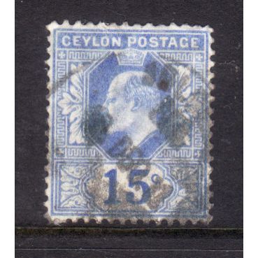 CEYLON 1904 SG 283 15c BLUE FINE USED