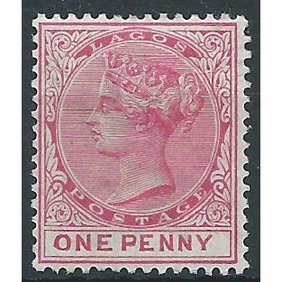 Lagos 1885 SG22 1d Rose-Carmine Wmk Crown CA Mounted Mint..