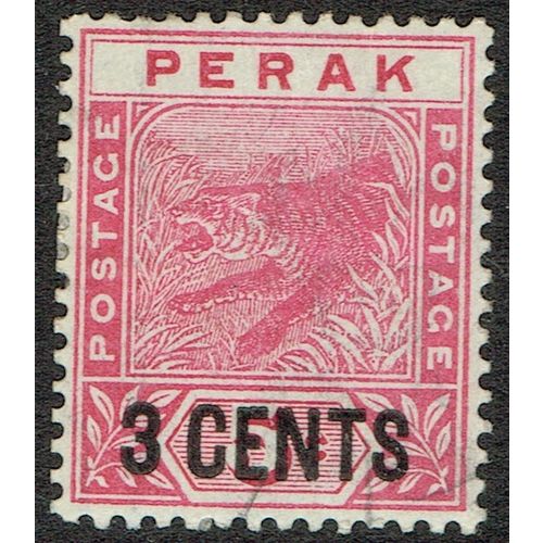 Perak 1895 Surcharge 3c on 5c Rose SG65 MM