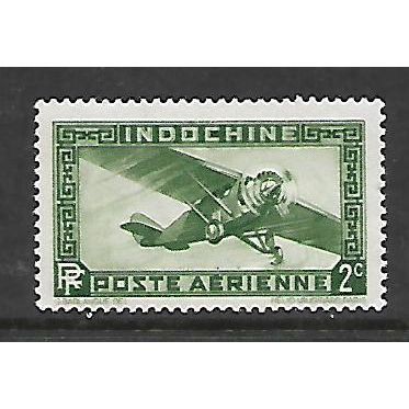 INDO - CHINA 1933 AIR 2c GREEN FARMAN F 190 MAIL PLANE SG 198 M MINT