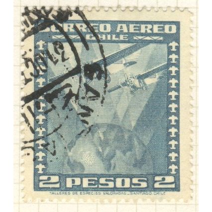 Chile 1934 (Air) - 2p blue - Planes over globe - used