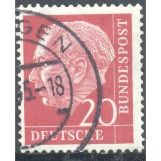 Germany 1954 - 20pf carmine - President Heuss - used 7