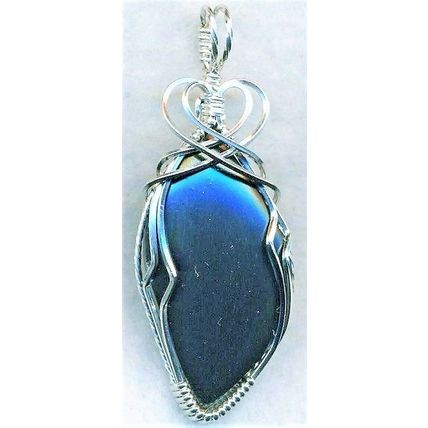 Black Jade Silver Wire Wrap Pendant 65