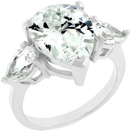 Cubic Zirconia Pear Triplet Ring