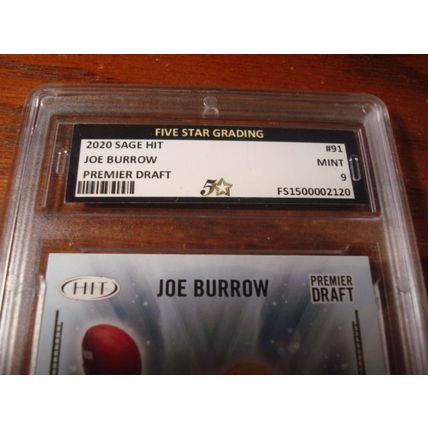 2020 Sage Hit, Graded Mint 9, JOE BURROW, Rc, Premier Draft