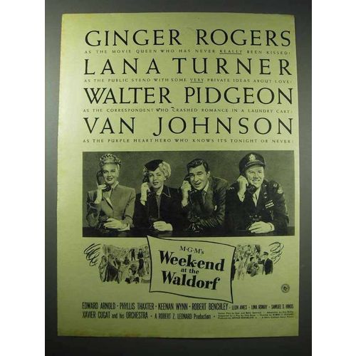 1945 Weekend at the Waldorf Movie Ad - Ginger Rogers
