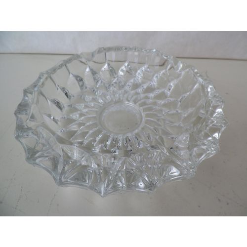 VNTG HEAVY CLEAR GLASS STARBURST CIGAR ASH TRAY