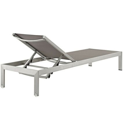 4 Outdoor Lounge Sun Chairs Black, White, Gray Textiline Mesh Brushed Aluminum