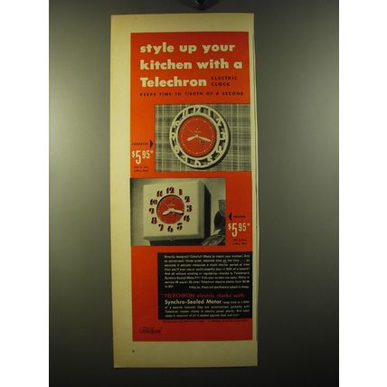 1950 Telechron Clocks Ad - Decorator and Advisor - Style up your kitchen