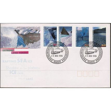 AUST. ANTARTIC TERRITORIES 1996 EXTREME LAND FORMS 4xBASES FDC - FREE SHIPPING