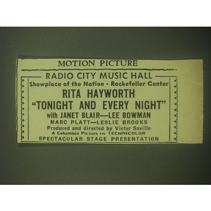 1945 Tonight and Every Night Movie Advertisement - Radio City Music Hall