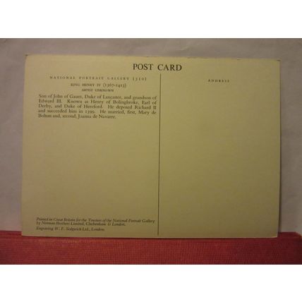 HENRY IV by Unknown artist unused postcard art /