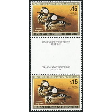 RW72, Mint VF NH $15 Duck Gutter Pair - Stuart Katz