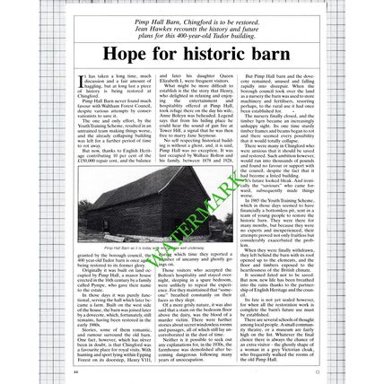 Pimp Hall Barn Chingford Essex - 1988 Article