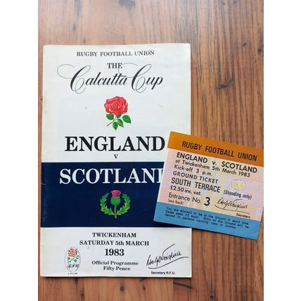 1983 Calcutta Cup Programme & Ticket, England vs Scotland Twickenham, 5 Nations