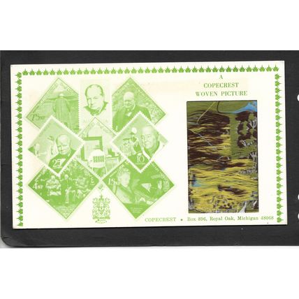 GREAT BRITAIN 1974 WINSTON CHURCHILL WOVEN SILK PICTURE FIRST DAY COVER#